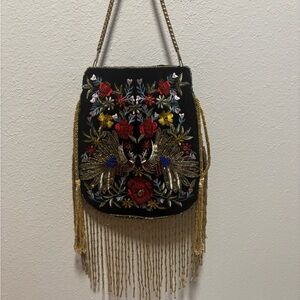 RAMLA Embroidered Black Beaded Fringe Evening Bag - NEW condition ✨
